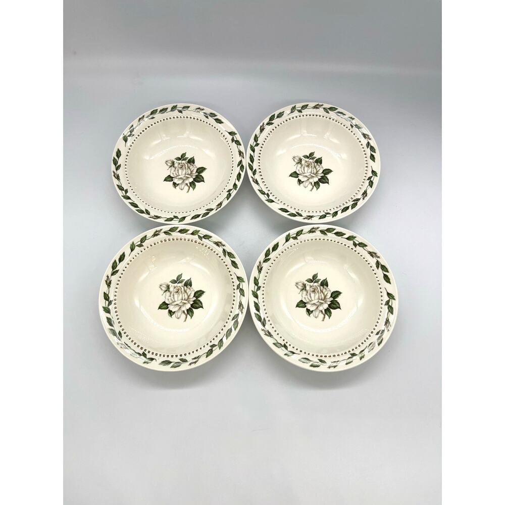 Vintage Superior Hall Quality Cameo Rose Set of 4 Fruit / Dessert Bowls 5.25"